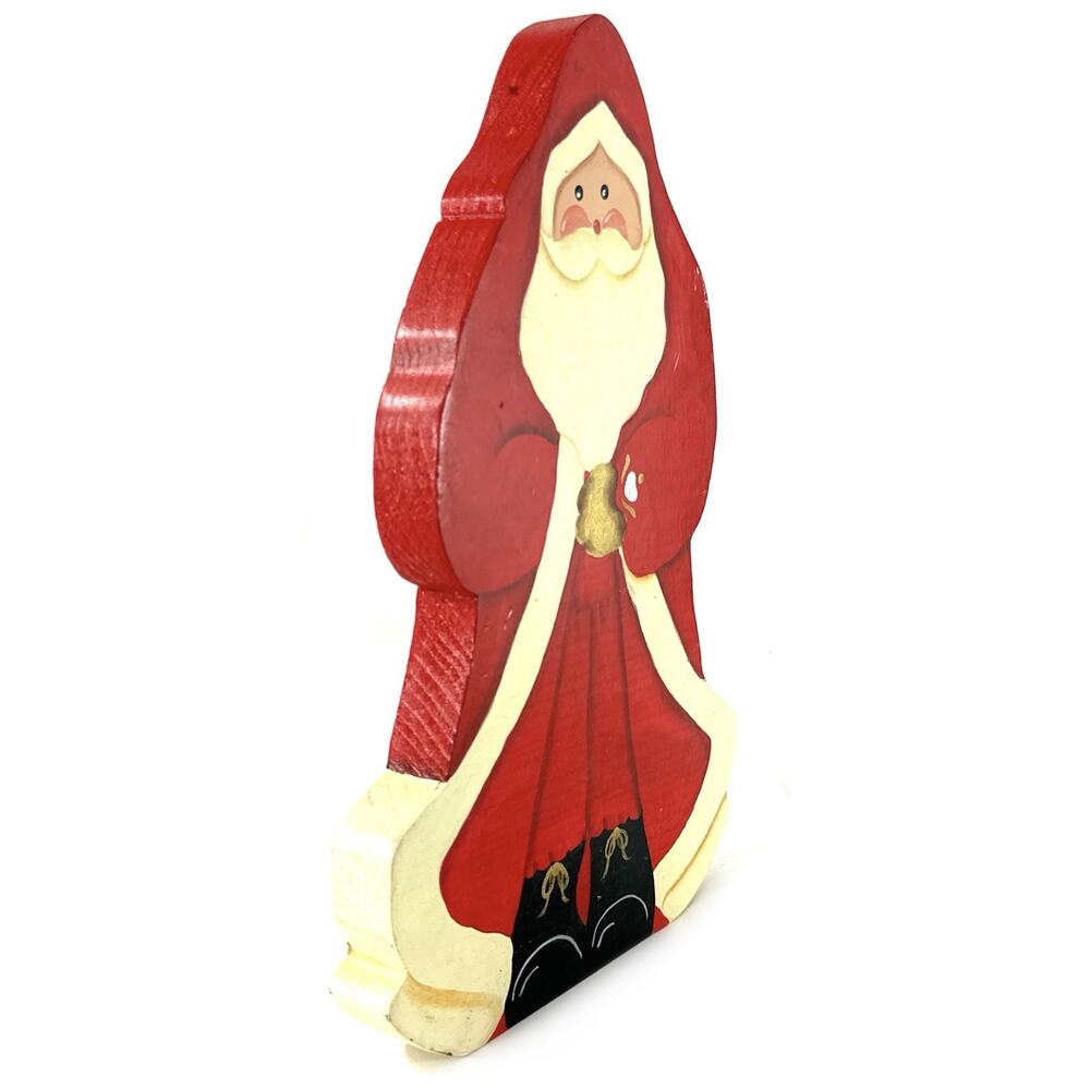 Vintage Hand-Painted Wooden Santa Figure L. Shaul 1994 – 9.5” Folk Art - Picture 5 of 8
